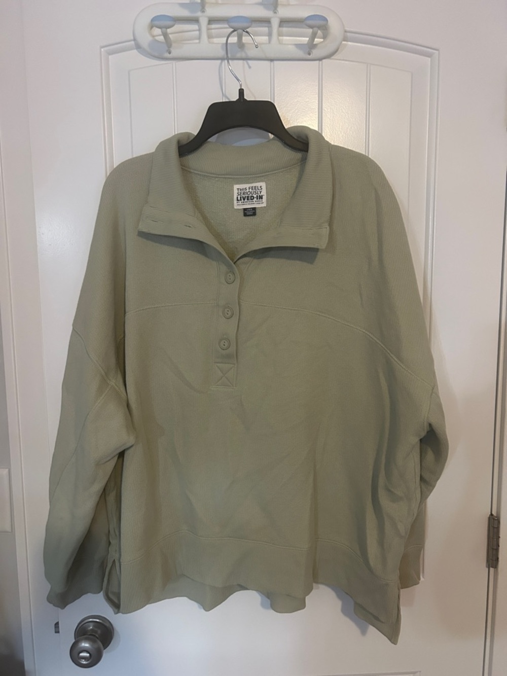 American Eagle Outfitters Sage Green Button Pullover Size L
